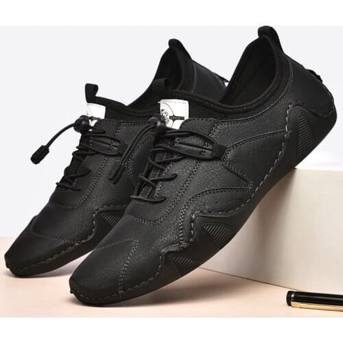 Leather Men Shoes Casual Men Fashion Sneakers Breathable Driving Shoes Designer Mens Loafers Handmade Moccasins Plus Size 38-48