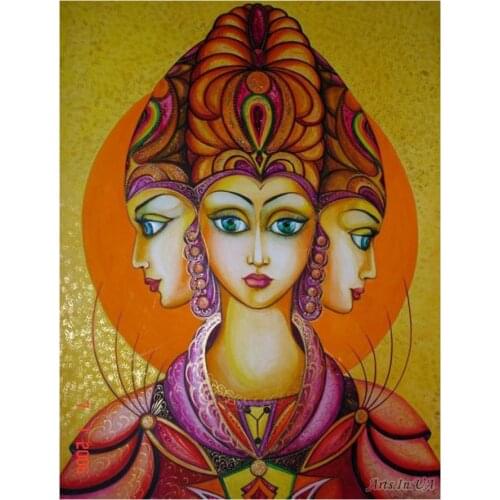 5D DIY Cross Stitch Set Diamond Painting Three Face Goddess square round diamond embroidery mosaic Religion painting,YG2318