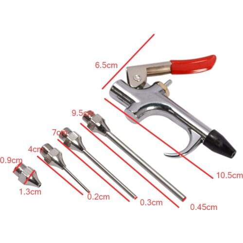 5pcs/set Air Compressor Blow Gun Metal Tool Duster Nozzle Npt Air Inlet Kit Spray Blower Inflatable Needle Cleaning Tool Kit