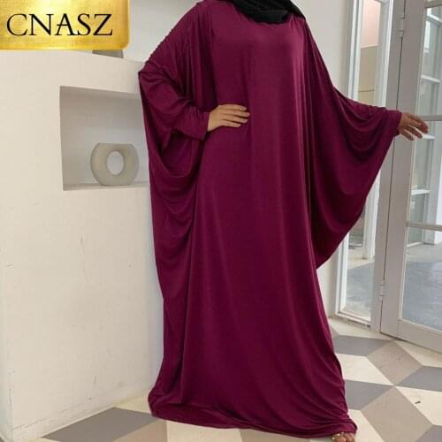 New Arrival Round Neck Solid Color EID Ramadan Muslim Pray Dress Abaya Butterfly Style Kaftan