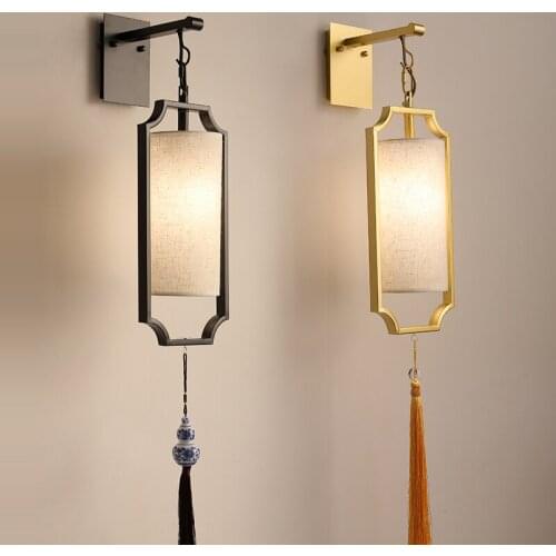 New Chinese style wall lamp bedside lamp bedroom modern minimalist wall hanging lamp stair aisle retro wall lamp classic lamps