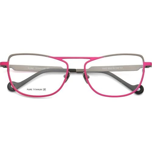 Womens Square Classic Cateye Butterfly Pure Titanium Metal Lightweight Eyewear Casual Fashion Prescription Eyeglass Frame Purple