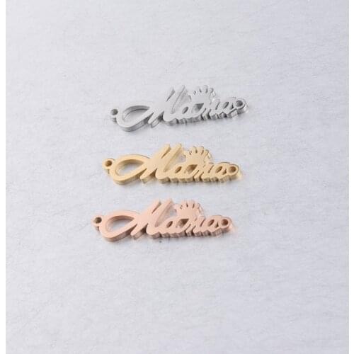 5pcs Stainless Steel Crown Mama Lowe Mothers Day Necklace Pendant Charms Fine Polishing DIY Jewelry Making Supplies Findings