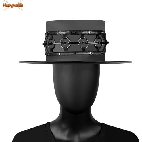 Flat Plague Doctor Hat for Women Magic Knight Cosplay Ladies Formal Hat Halloween Steampunk Accessories Gentleman Adult Leather