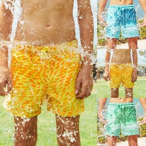 Beach Shorts Men Magical Color Change Swimming Short Trunks Summer Swimsuit Swimwear Shorts Quick Dry Bathing Beach Pants