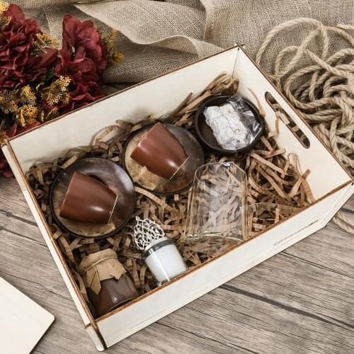 Gift Set for Mother with Coffee Cup and Turkish Delight in Wooden Box Set FREE SHİPPİNG