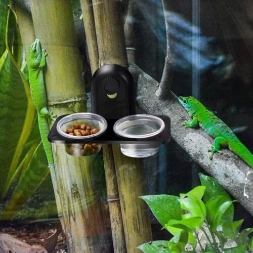 Hanging Reptile Water Feeder Food Bowl Feeding Lizard Basin Plastic Double Bowl Cups for Reptile Lizard Turtle Pets Supplies