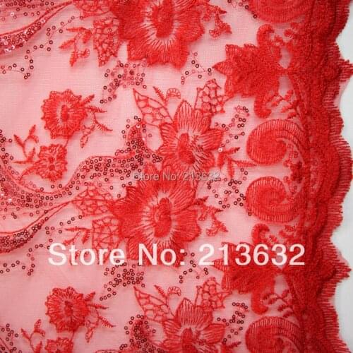 POz23 professional tulle cotton fabric fashion sequined skirts embroidered clothing & Accessories sequins embroidery embroidered