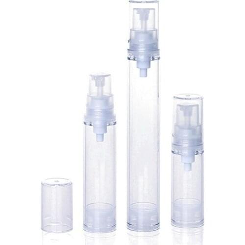 5pcs 5ml 10ml 15ml Empty Plastic Cosmetic Bottle Travel Liquid Bottles Transparent Airless Pump Vacuum Toiletries Container