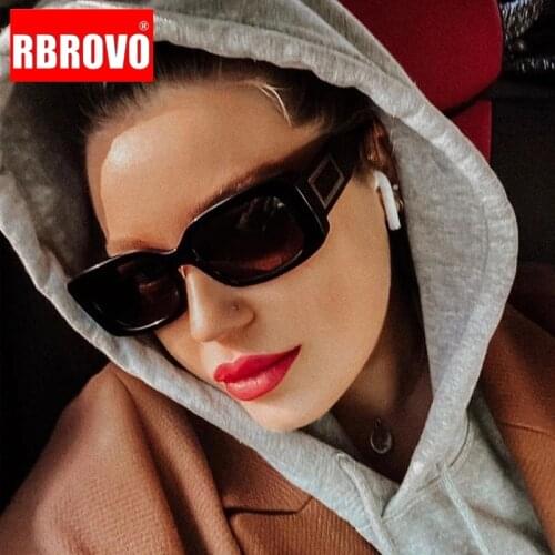 RBROVO 2021 High Quality Sunglasses Women Vintage Brand Glasses Fashion Rectangle Black Sun Glasses Women/Men Big Frame Oculos