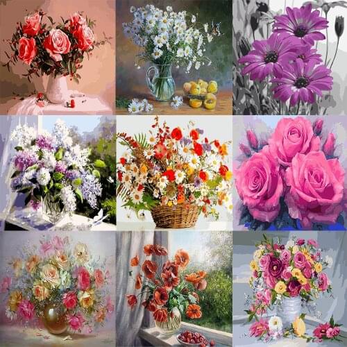 Painting By Numbers Art Flowers Canvas Drawing Oil Painting Hand Painted Acrylic Paint Home Decor Gift
