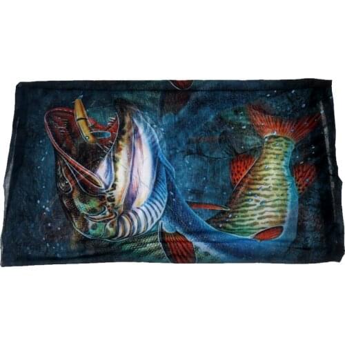 Fishing Tube Scarf Headwear Headband Fly Fishing Anti-UV W/ 3D Fish Pattern
