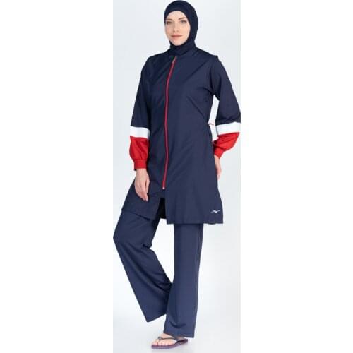 Alfasa 363 Long Sleeve Trousers Full Off Hijab Swimwear Navy Blue