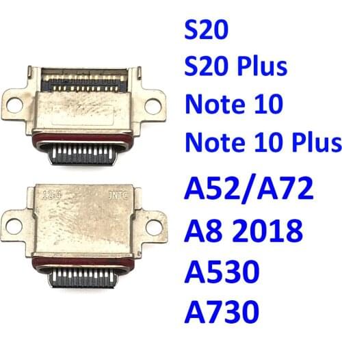 10Pcs , For Samsung A8 2018 A530 A730 S21 A72 A52 Note 10 S20 Plus USB Charging Port Connector Charge Jack Socket Plug Dock