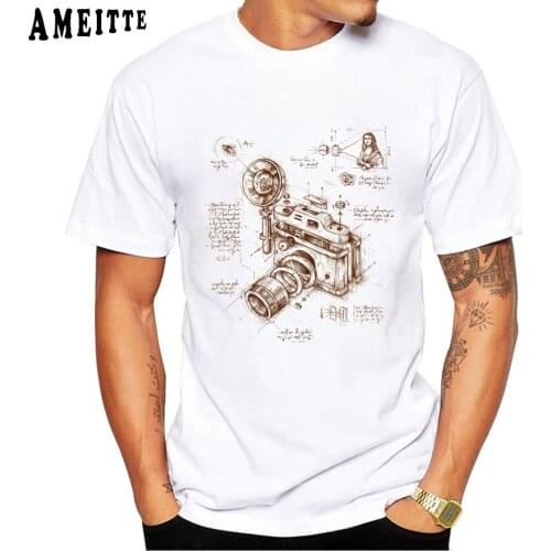 Vintage Moment Catcher Vintage Camera Anatomy Art T-Shirt Summer Men Short Sleeve Boy Casual Tees Photography Lovers White Tops