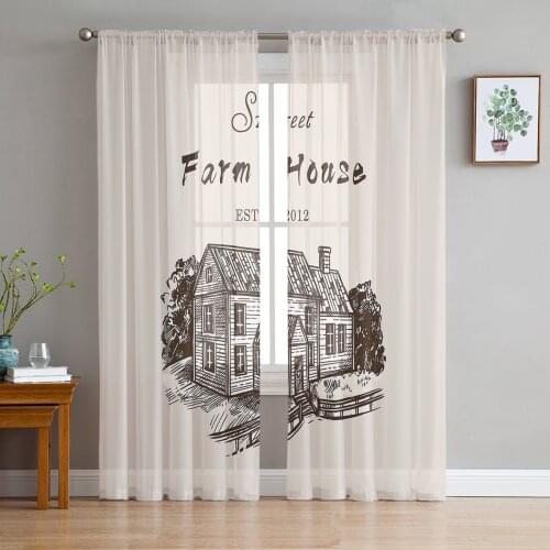 Farm House American Country Style Sheer Curtains for Living Room Bedroom Kitchen Tulle for Windows Voile Drapes Home Decoration