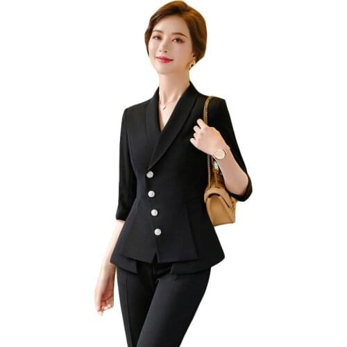Women pant suits formal suit new OL professional business dress suit female temperament fashion wild 2 piece sets womens outfits
