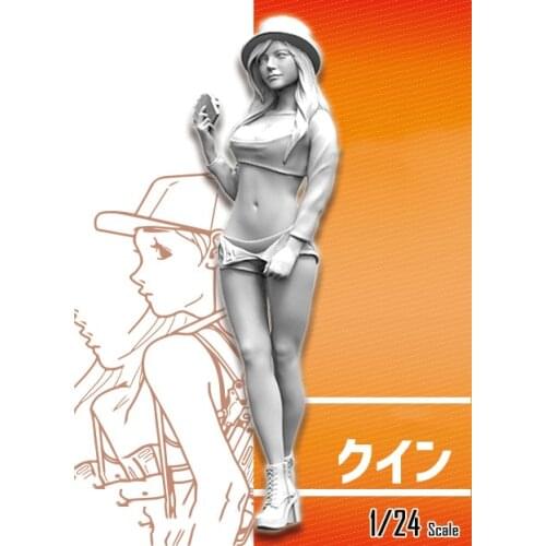 1/24 modern girl stand with hat Resin figure Model kits Miniature gk Unassembly Unpainted