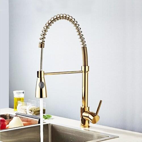 3 Colors Brass Material Hot & Cold Water Pull Out Kitchen Faucet