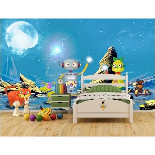 3d photo wallpaper custom mural on the wall Cartoon Sci-Fi Planet Robot Alien Childrens Room home decor wallpaper for walls 3 d