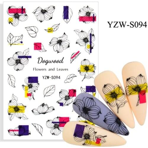 3D Nail Stickers Geometry Line Flowers and Leaf Sliders Foil Decals Petal Nails Decoraciones Manicure Art Sticker Accessories