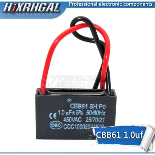 5PCS CBB61 1UF start capacitor hanging Fan soot motor air conditioner 450VAC starting capacitance hjxrhgal