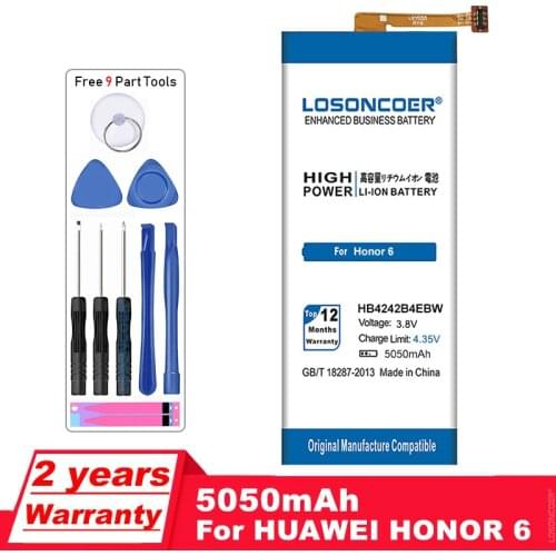 LOSONCOER 5050mAh HB4242B4EBW Battery For Huawei Honor 6 H60-L01 H60-L02 H60-L11 H60-L04 honor 4X che2-l11 Battery