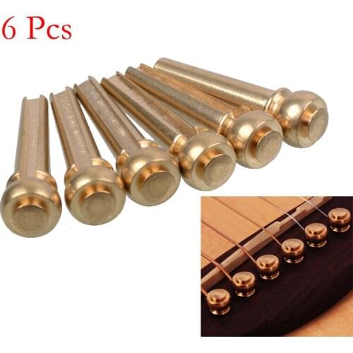 6pcs/Set Acoustic Guitar Saddle Bridge Pins Nut Combo 100% Copper Material Universal Stringed Instruments Accessories