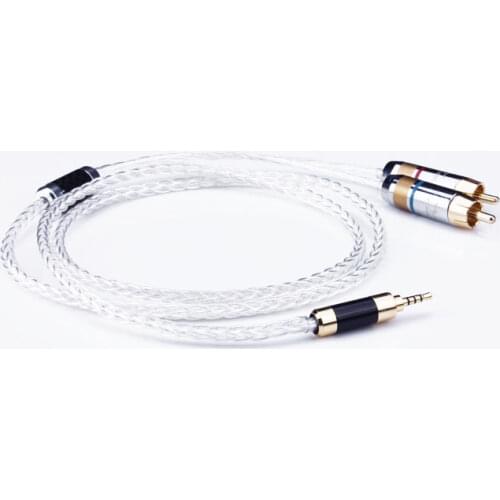 7N Single crystal Silver plated HIFI 2.5MM Balanced Turn 2 RCA One Point Two Audio Cable for Amplifier