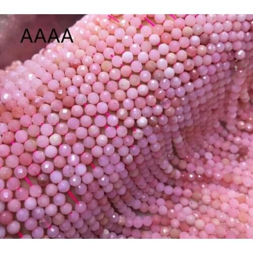 AAA LOOSE BEADS pink Opal round faceted 3/3/4mm Wholesale for DIY jewelry necklace 36cm