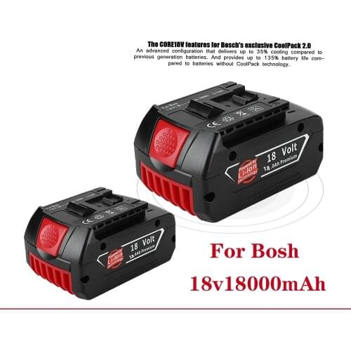 2021 18V 18000mah Rechargeable Battery For Bosch 18V Battery Backup 6.0A Portable Replacement For Bosch BAT609 Indicator light