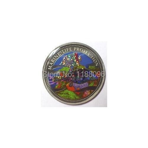 Glittering Fish Dollar Colour Glitter Coin cheap custom own LOGO coins