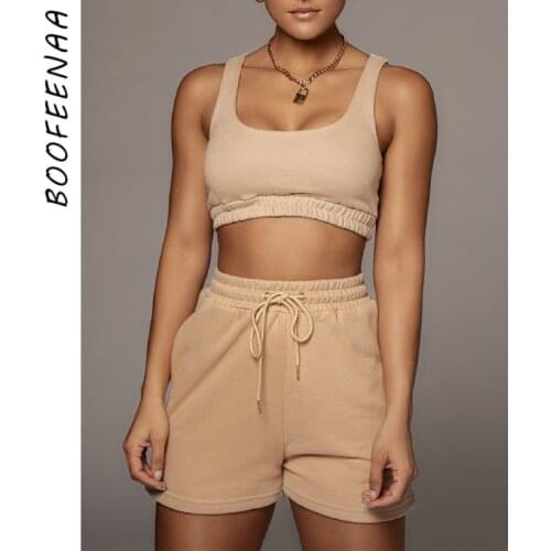 BOOFEENAA Sport Sexy Shorts Sets Tracksuit Loungewear 2 Piece Sets Womens Outfits Summer 2021 Pant Suits Wholesale Items C87CE25