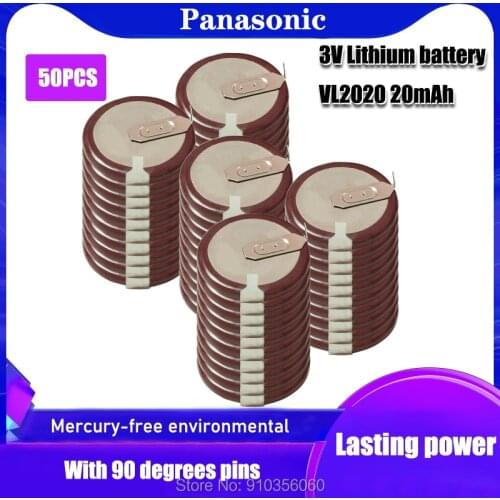50pcs 100% Original VL2020 Car Key Fobs With Legs 90 degrees Rechargeable For PANASONIC Button Battery for BMW Remote Key