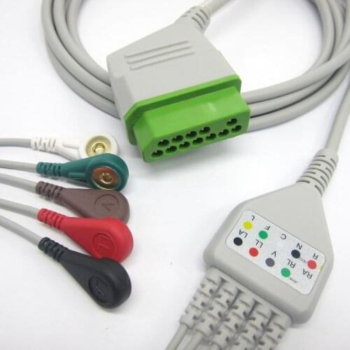 One-piece with 5leads snap ECG cable for nihon kohden BSM2301,BSM-5100 patient monitor
