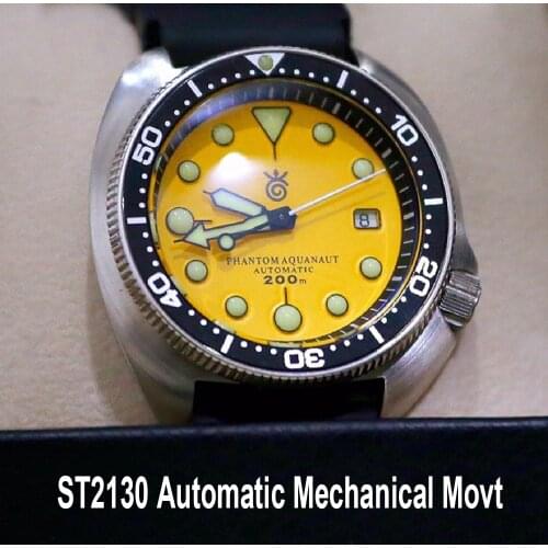 Retro SKX Sports Watch Men St2130 Automatic Mechanical Wristwatches 200M Diver Watches 44mm Luminous Sapphire Crystal Clock 6015