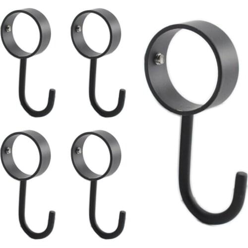 5pcs Stainless Steel Black Kitchen Hanger Hooks,Heavy Duty Rod Tube Rail Hanger Hook for Hanging Pots and Pans,Towels,Oven Mitts
