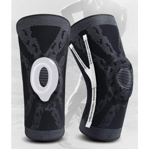 Knee Patella Joint Protector Brace Silicone Spring Knee Pads For Basketball Running Knee Sleeve Support Sports Kneepads S-XXL