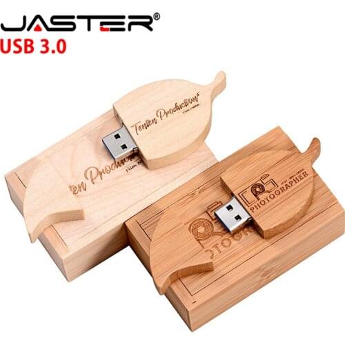 JASTER tree leaf boom usb flash drive box gift 64GB 32GB 16GB 8GB USB 3.0 pendrive free custom logo