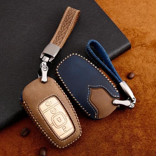 Car Handmade Leather Key Case Cover Key case For Lincoln MKZ MKC 2017 car key Case Remote Key Shell