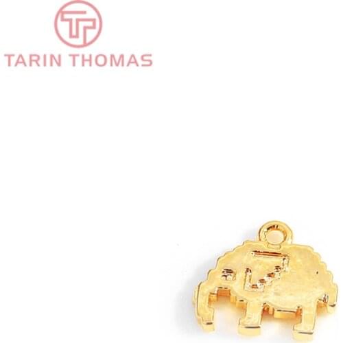 10PCS 8.5x8MM 24K Gold Color Brass Elephant Charms Pendants High Quality Diy Jewelry Findings Accessories