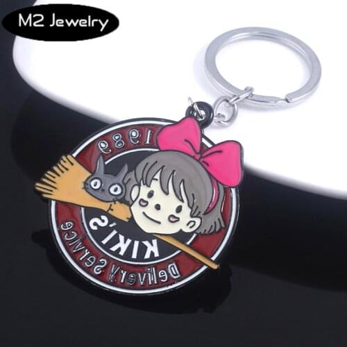 Cartoon Kikis Delivery Service Cute Keychain Miyazaki Hayao Witch Kiki Cat JIJI Key chain For Key Men Car Women Bag Accessories