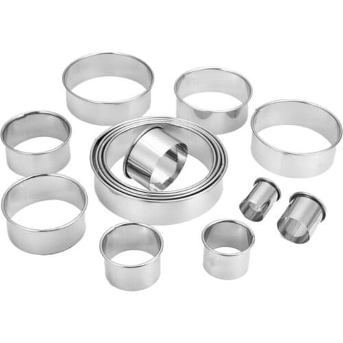 14PCS Round Cookie Cake Cutter Mold Set Pastry Baking DIY Metal Rings Moulds Baking Bakeware Cake Making Kitchen Gadget