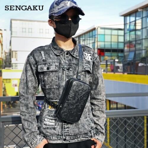 Multifunction Ozuko Backpack For Men and Male Handmade Leather Mens Shoulder Bag Fashion So Cool Chest Bag