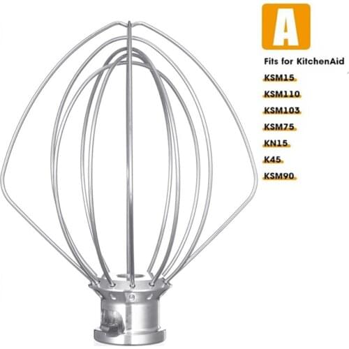 Stainless Steel Balloon Wire Whip Mixer Attachment for KitchenAid K45WW KSM90 K45 KSM150 Flour Cake Balloon Whisk Egg Cream Tool
