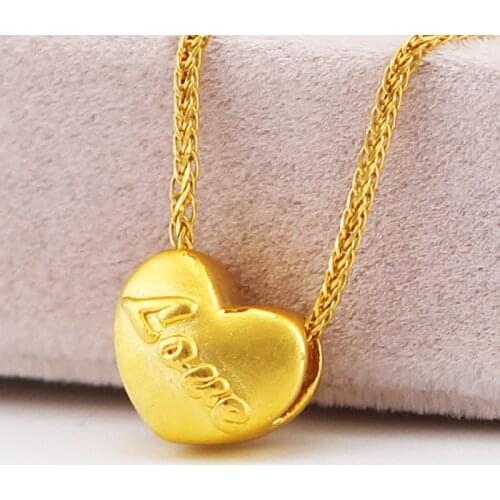 New Arrival 24K Yellow Gold Pendant Women 999 3D Yellow Gold Love Heart Pendant