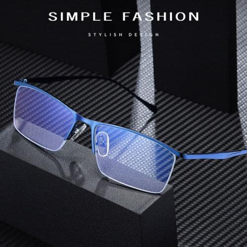 New Arrival Half Rim Metal Frame Glasses Business Style Anti-Blue Light Frame Optical Spectacles