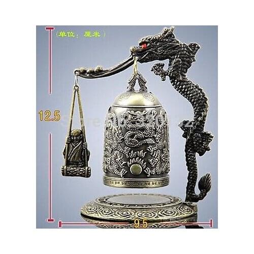 One pair Exquisite Tibet Bronze Carved Dragon & buddha Bell 2pcs Wholesale Silver Hook