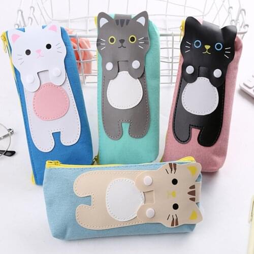 Cat pencil cases school supplies stationery pen gift box bag cute pouch pencilcase