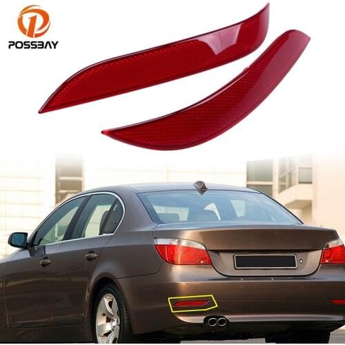 POSSBAY Rear Bumper Reflector Stickers for BMW E60 2003 2004 2005 2006 2007 Pre-facelift Red Warning Light Without Bulbs